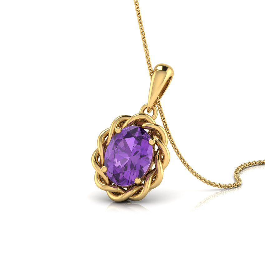 Wavy Amethyst Birthstone Pendant
