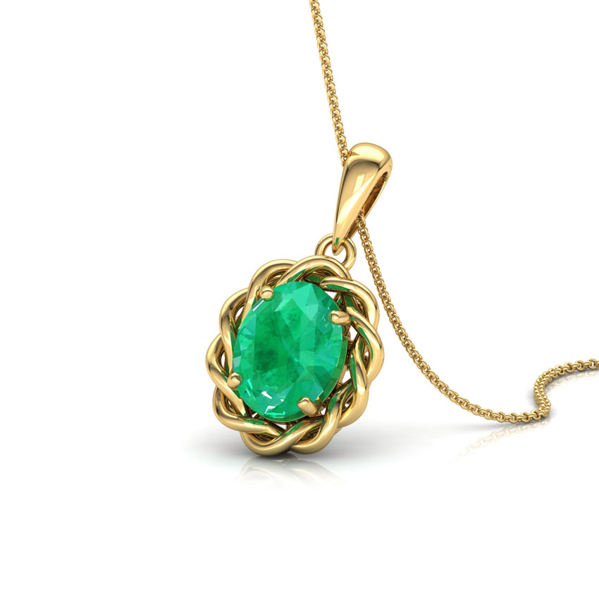 Wavy Emerald Birthstone Pendant