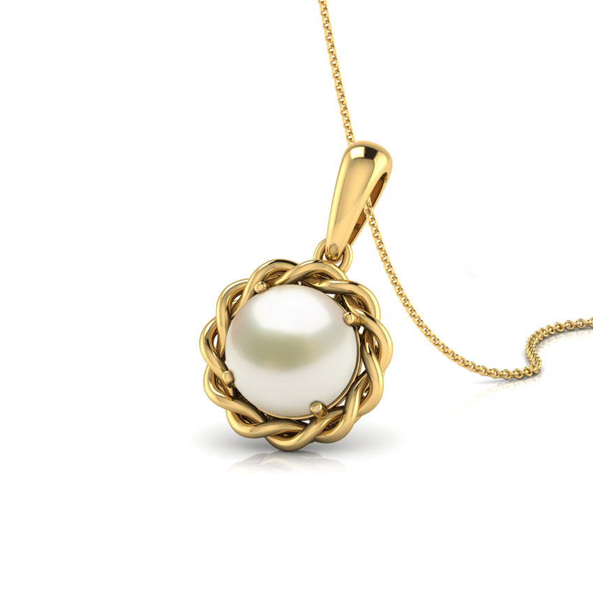 Wavy Pearl Birthstone Pendant