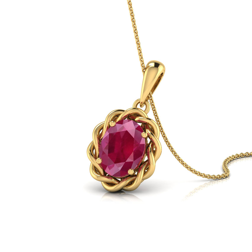 Wavy Ruby Birthstone Pendant