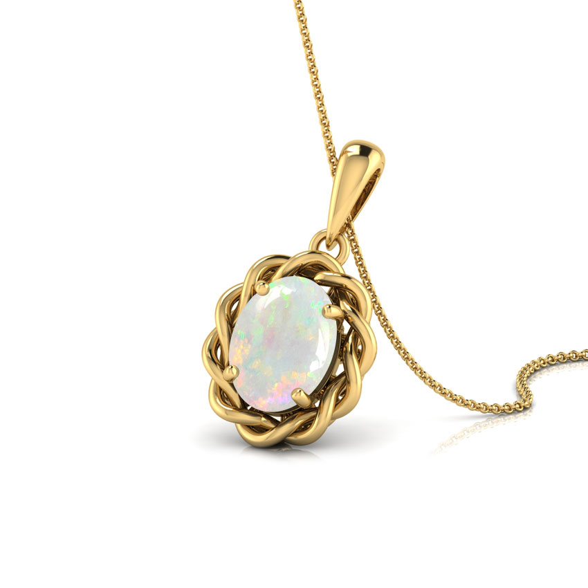 Wavy Opal Birthstone Pendant