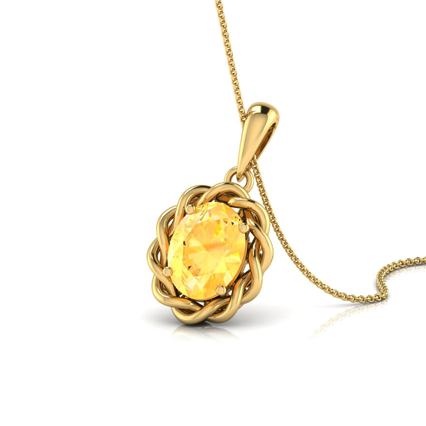 Wavy Citrine Birthstone Pendant