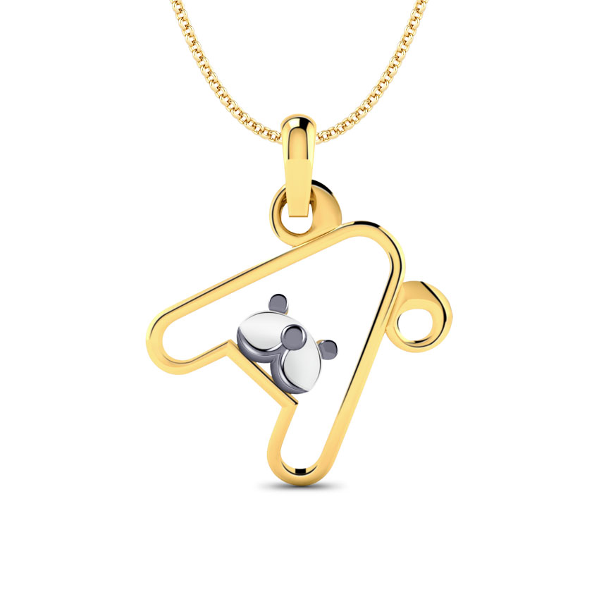 Teddy Alphabet A Kids' Gold Pendant Teddy Alphabet A Kids' Gold Pendant