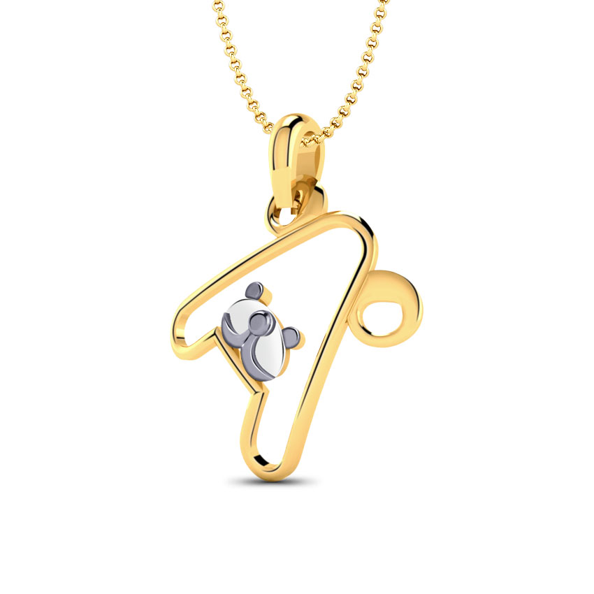 Teddy Alphabet A Kids' Gold Pendant Teddy Alphabet A Kids' Gold Pendant