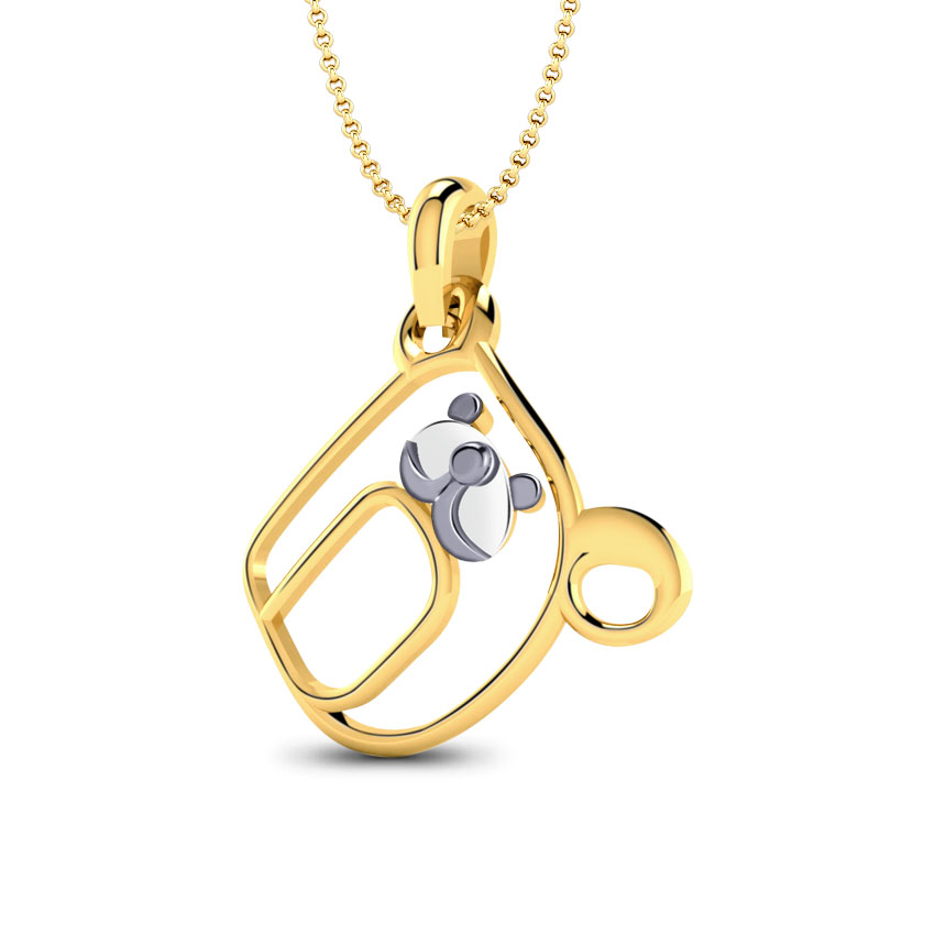 Teddy Alphabet D Kids' Gold Pendant