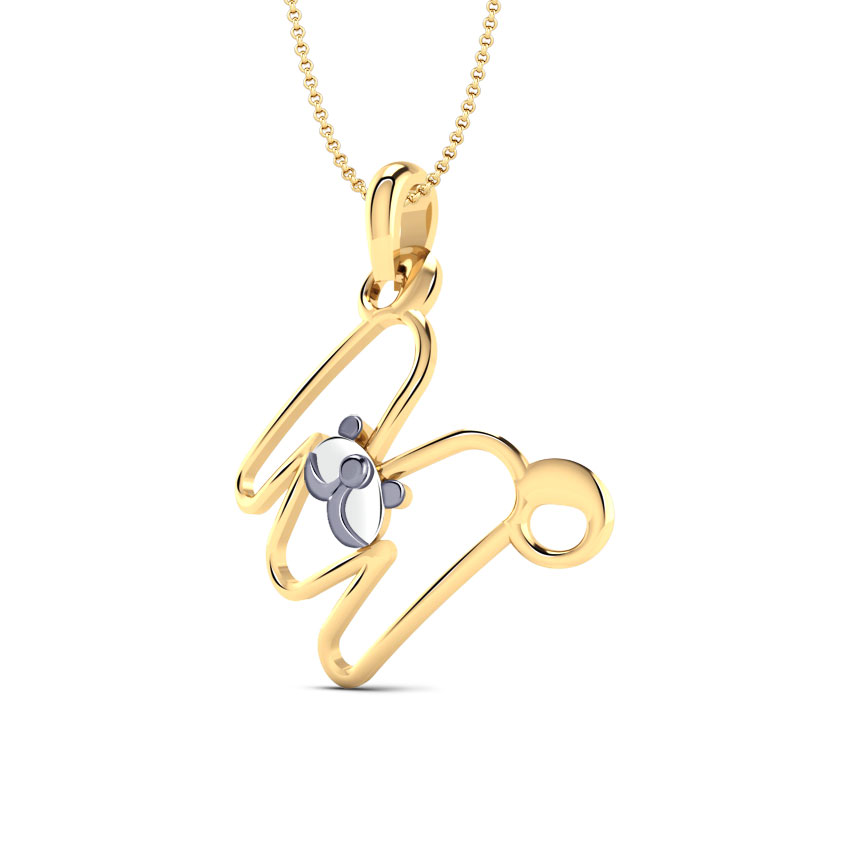 Teddy Alphabet M Kids' Gold Pendant