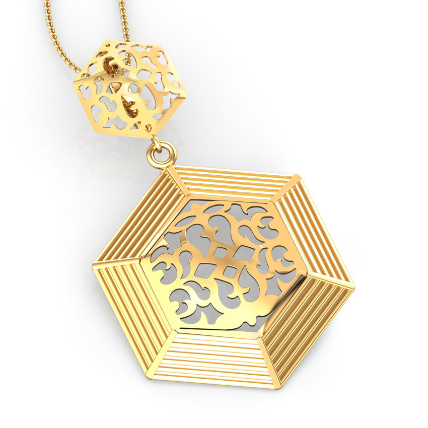 Hex Cutwork Gold Pendant