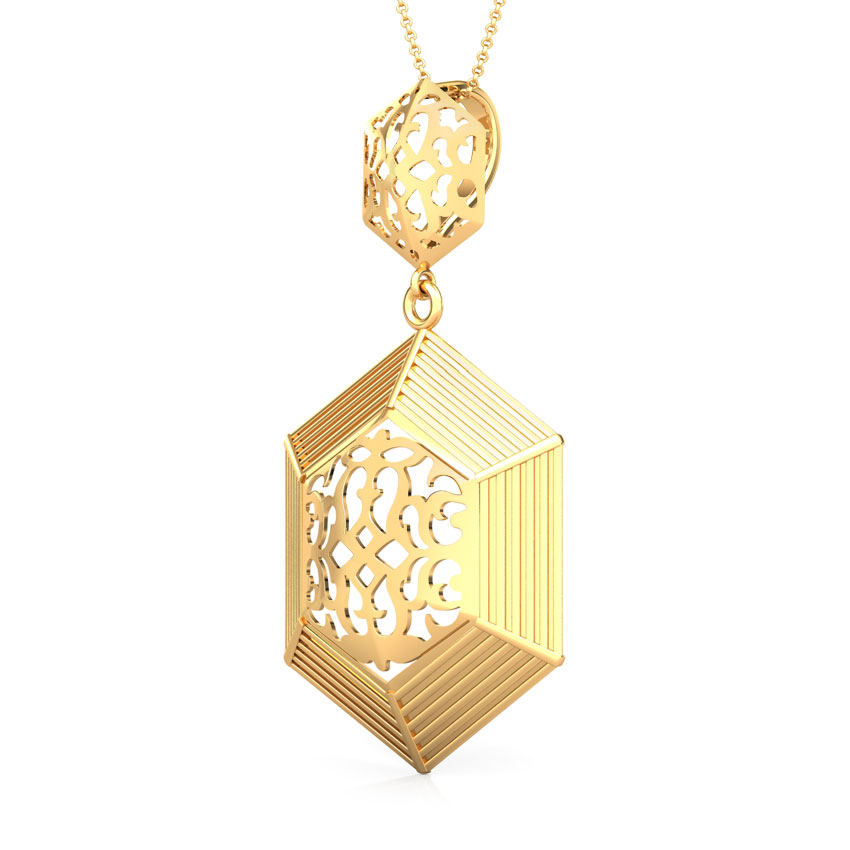 Hex Cutwork Gold Pendant