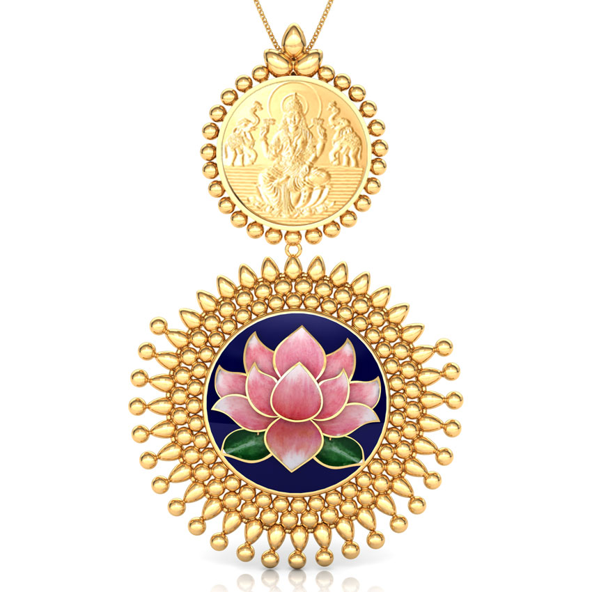 Kajal Lotus and Coin Gold Pendant