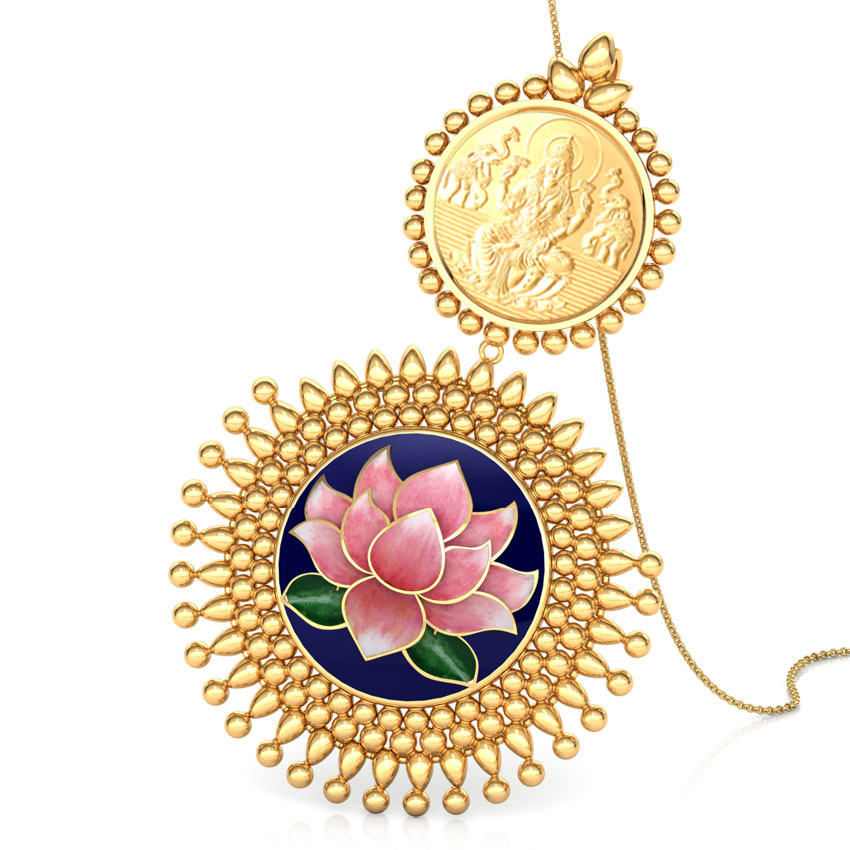 Kajal Lotus and Coin Gold Pendant