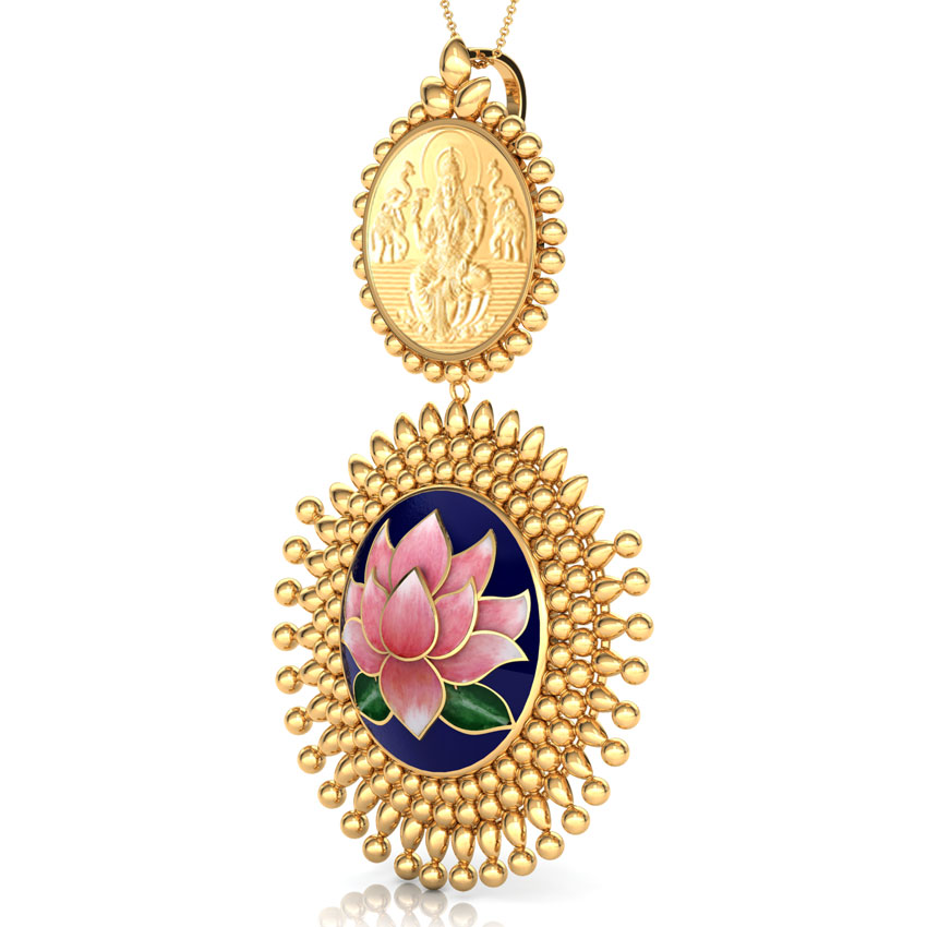 Kajal Lotus and Coin Gold Pendant