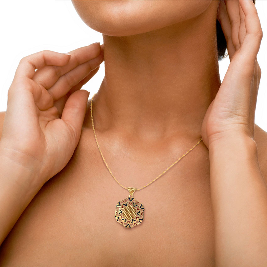 Grainy Hex Gold Pendant