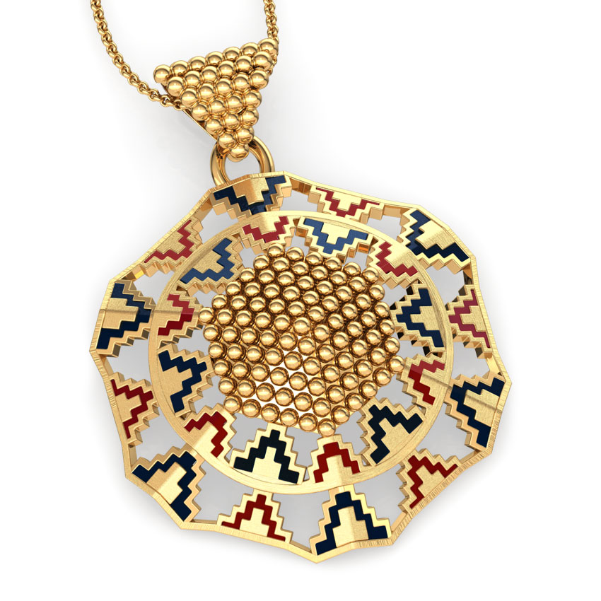 Grainy Hex Gold Pendant