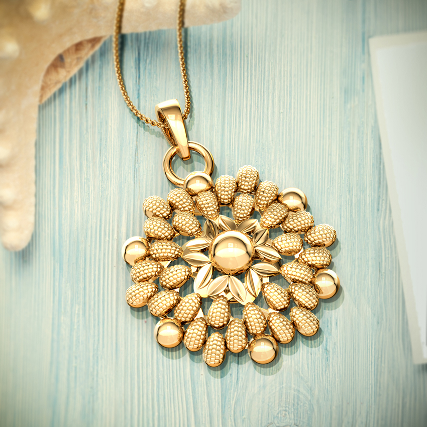 Drop and Bead Gold Pendant