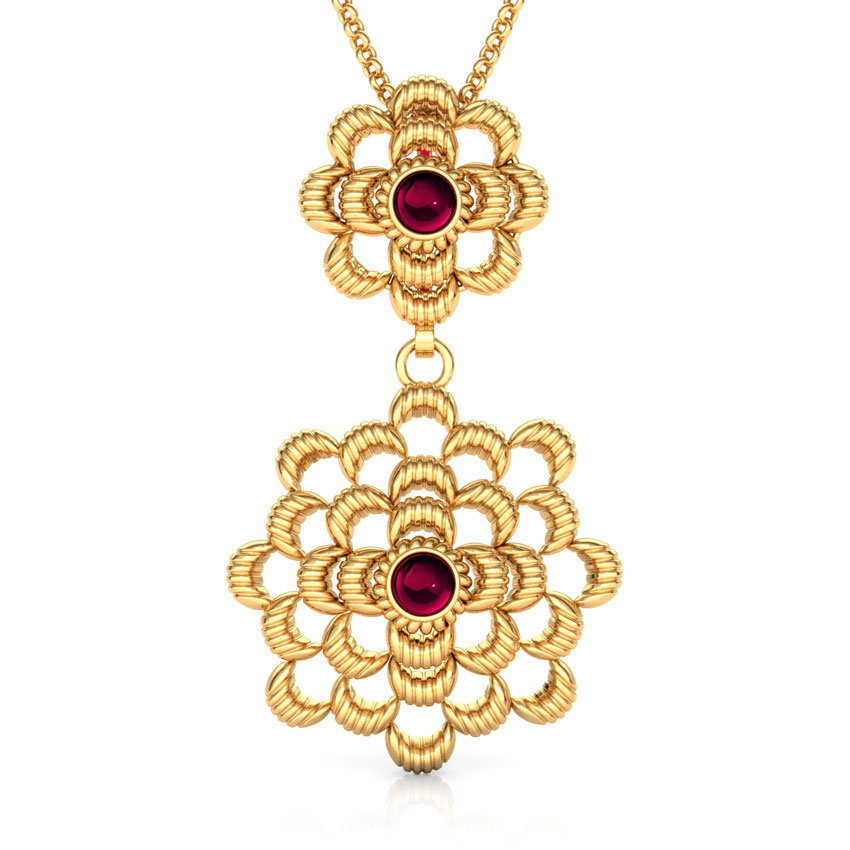 Duo Floral Gold Pendant Duo Floral Gold Pendant