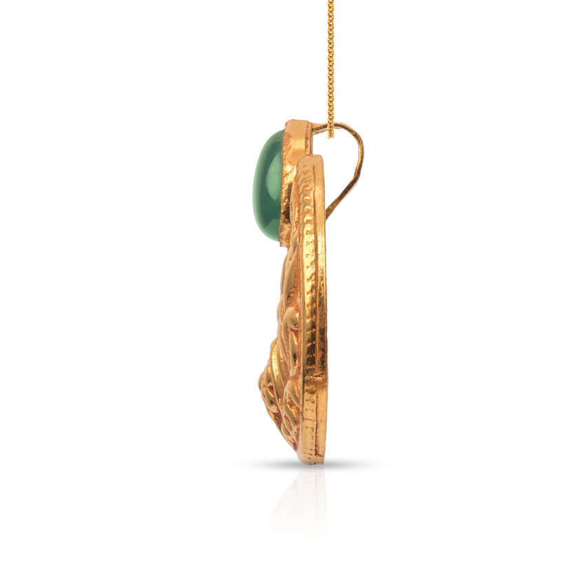 Floral Crescent Gold Pendant