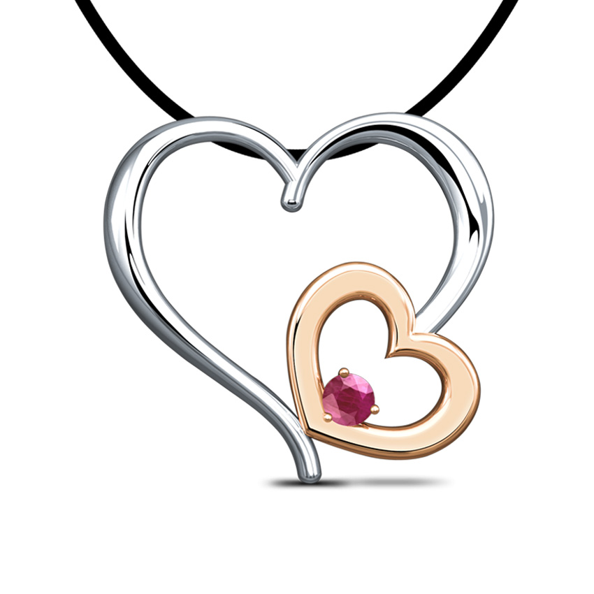 Duo Heart Ruby Pendant
