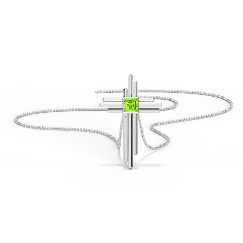 Deco Peridot Cross Pendant