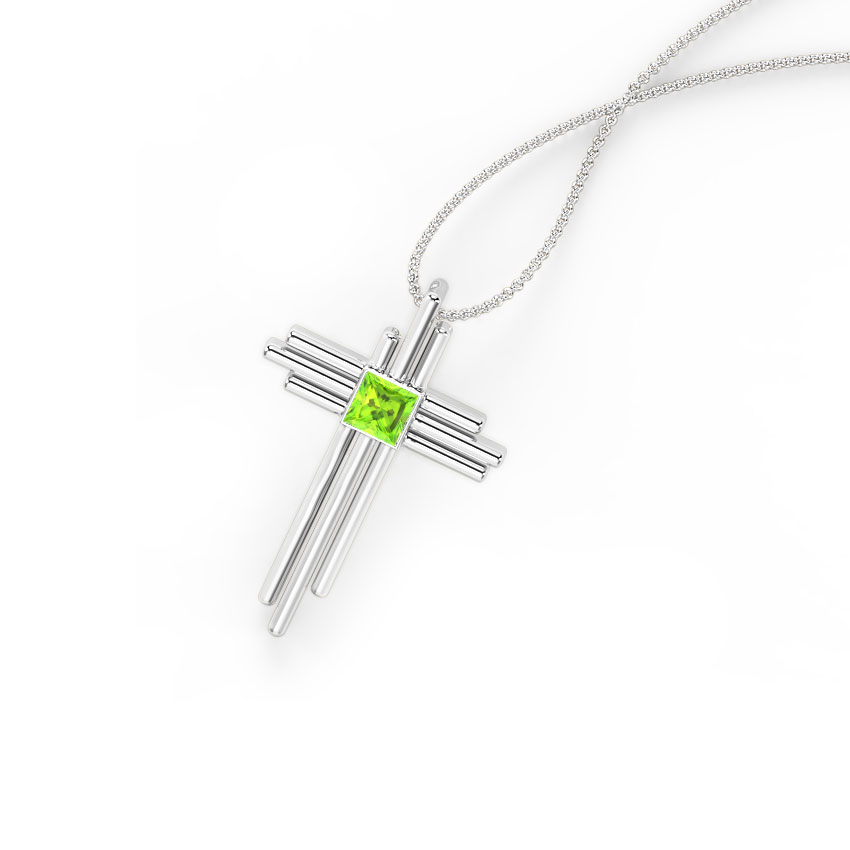 Deco Peridot Cross Pendant