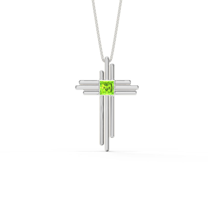 Deco Peridot Cross Pendant