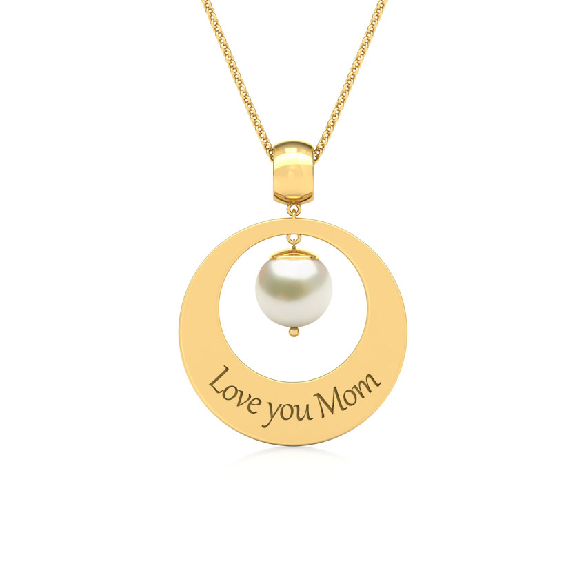 Gold Pendants 18 Karat Yellow Gold Engraved Pearl Pendant
