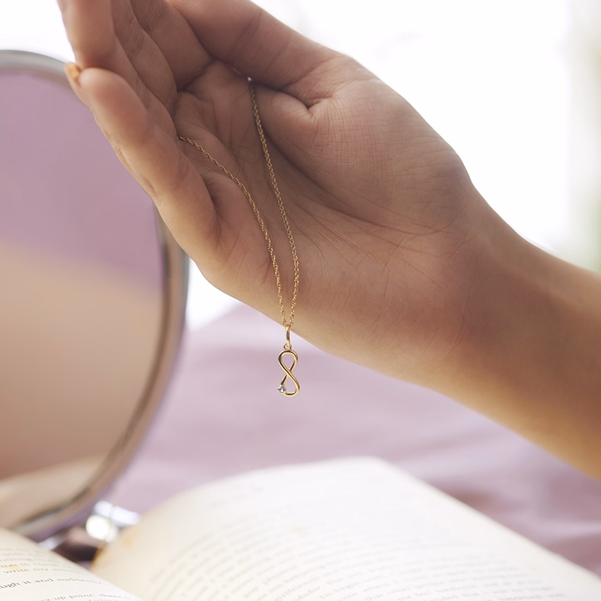 Gemstone Pendants 14 Karat Yellow Gold Infinity Silhouette Gemstone Pendant