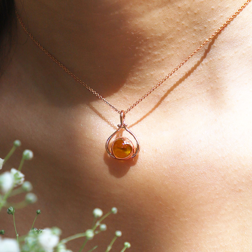 Citrine Orb Heart Pendant