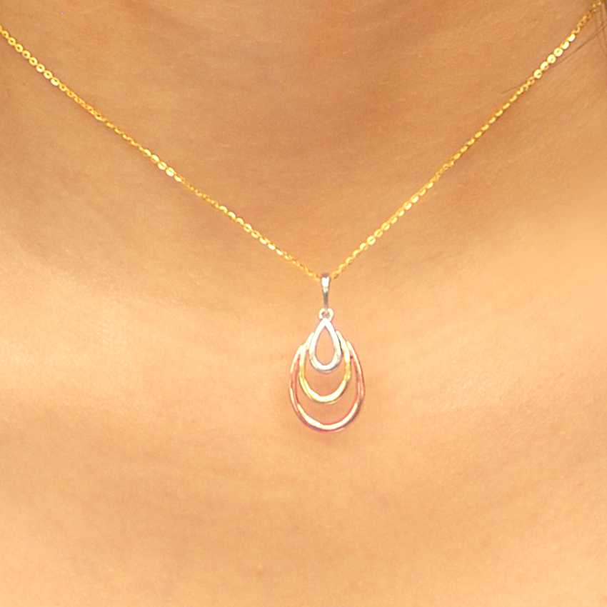Trio Droplet Gold Pendant