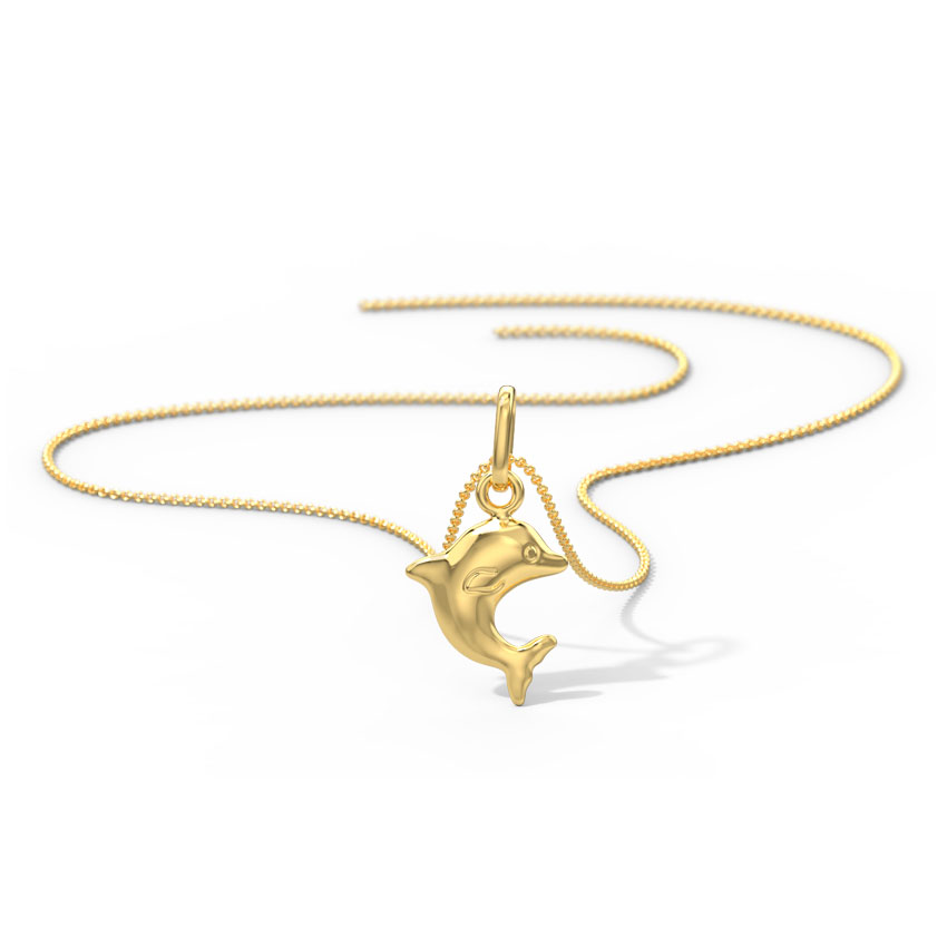 Gold Pendants 14 Karat Yellow Gold Dolphin Sway Kids' Gold Pendant