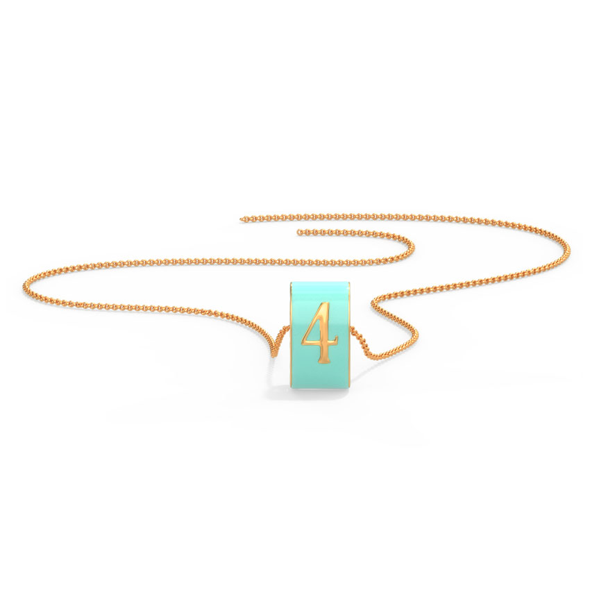 Number 4 Vibrant Gold Pendant