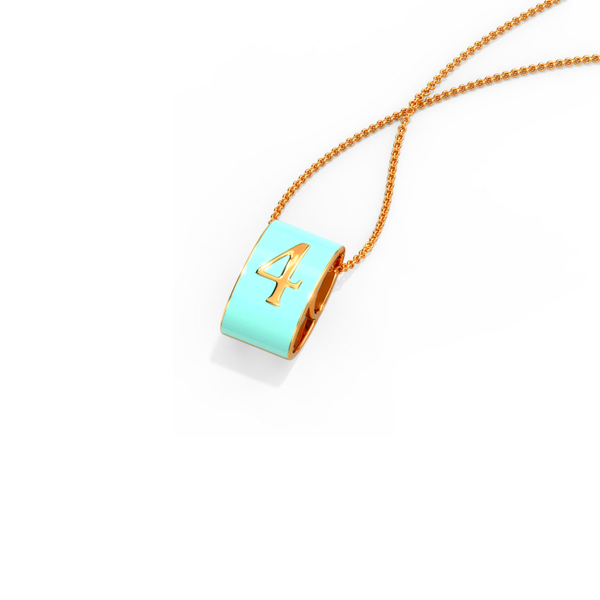 Number 4 Vibrant Gold Pendant