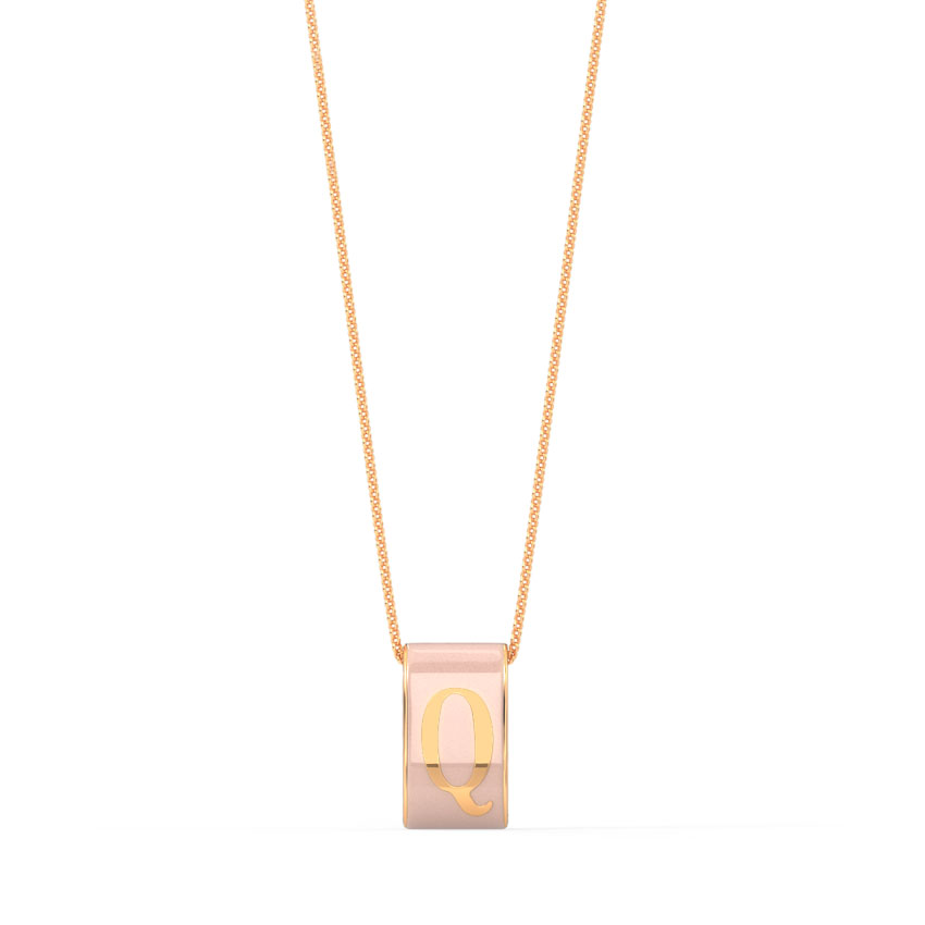 Gold Pendants 14 Karat Rose Gold Alphabet Q Vibrant Gold Pendant