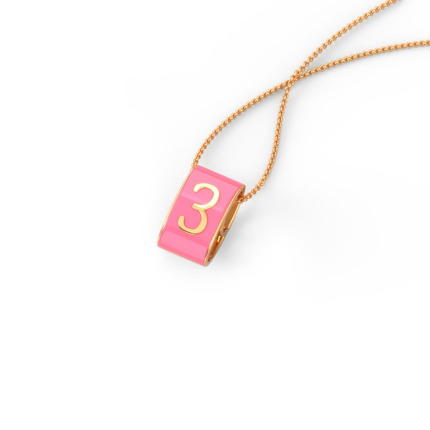 Number 3 Vibrant Gold Pendant