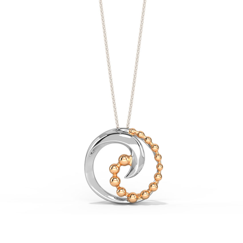 Platinum,Gold Pendants Platinum 950, 18 Karat Two Tone Gold Swirly Dew Platinum Pendant