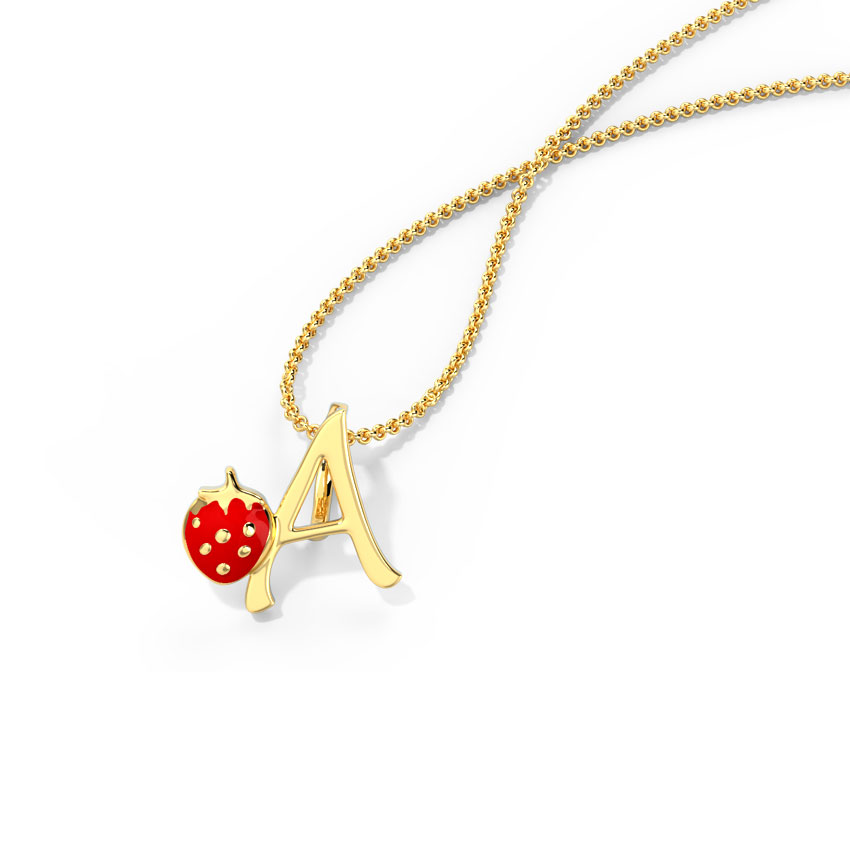 Berry Alphabet A Kids' Gold Pendant Berry Alphabet A Kids' Gold Pendant