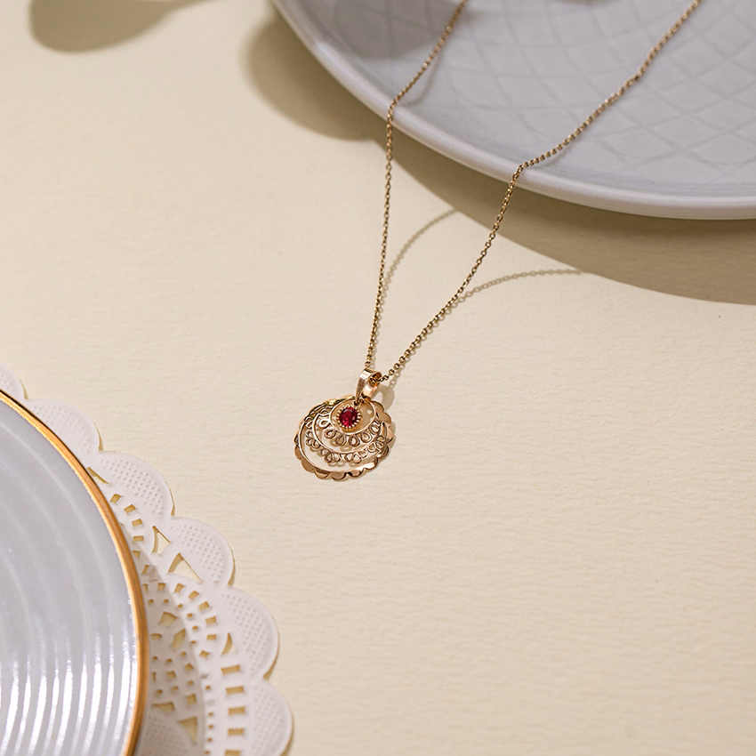 Gemstone Pendants 14 Karat Yellow Gold Triya Cutout Gemstone Pendant