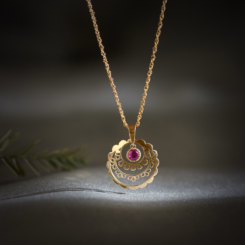 Gemstone Pendants 14 Karat Yellow Gold Triya Cutout Gemstone Pendant