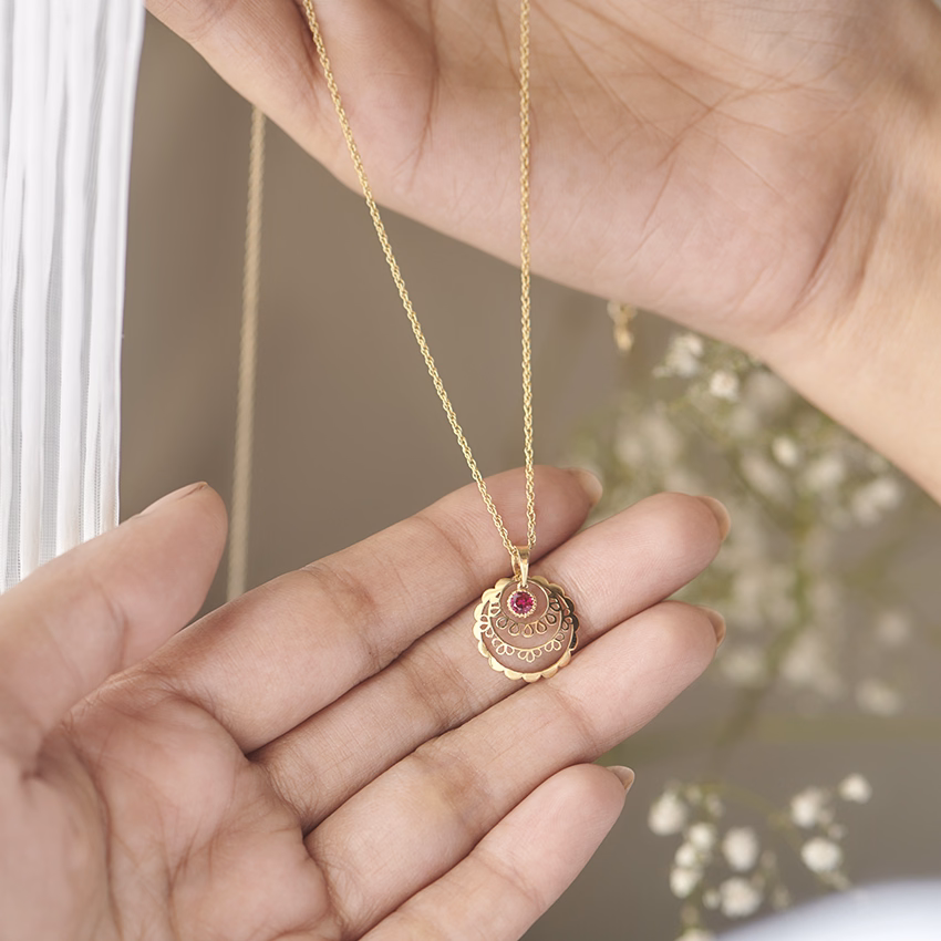 Gemstone Pendants 14 Karat Yellow Gold Triya Cutout Gemstone Pendant