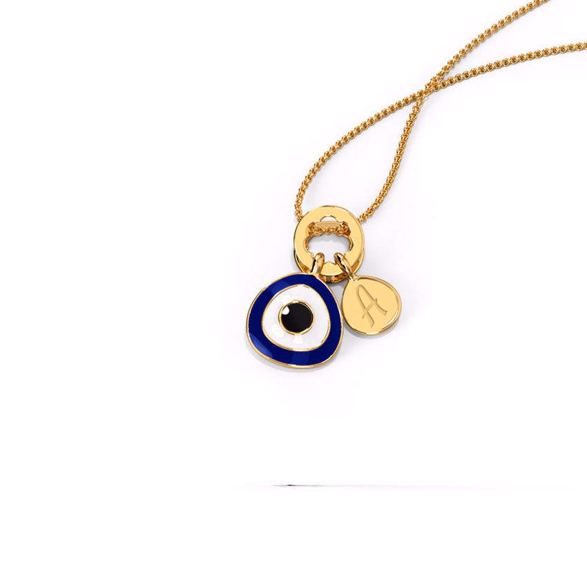 Gold Pendants 14 Karat Yellow Gold Modernistic Evil Eye Personalised Gold Pendant