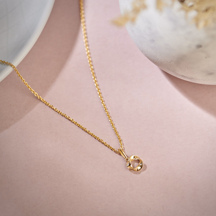 Gold Pendants 14 Karat Yellow Gold Swirling Shine Gold Pendant