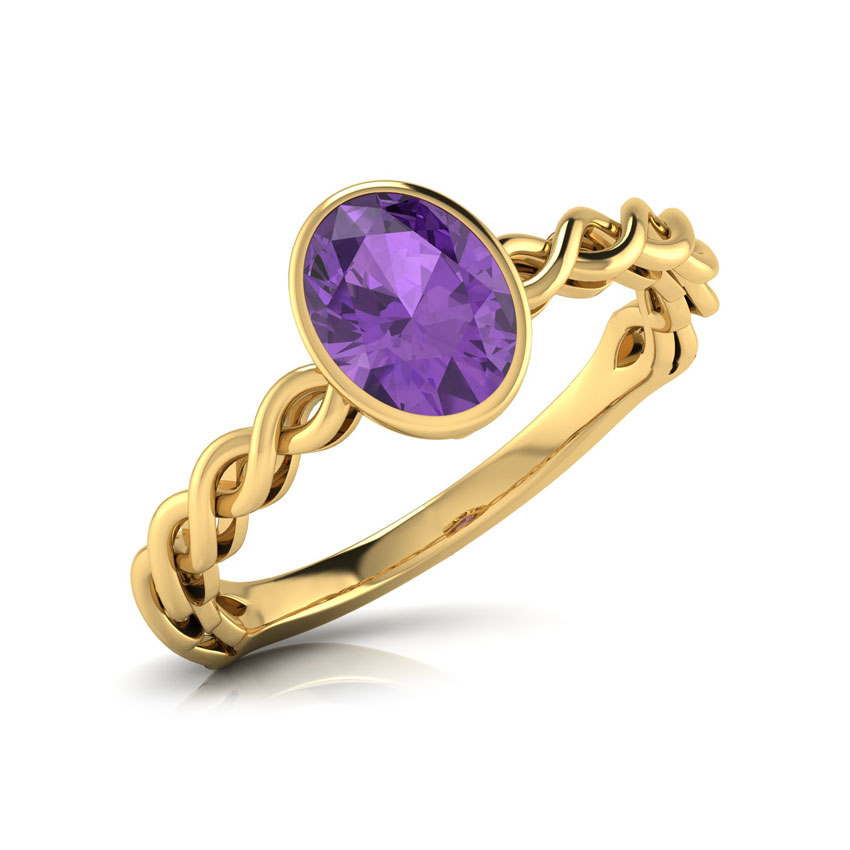 Wave Amethyst Birthstone Ring