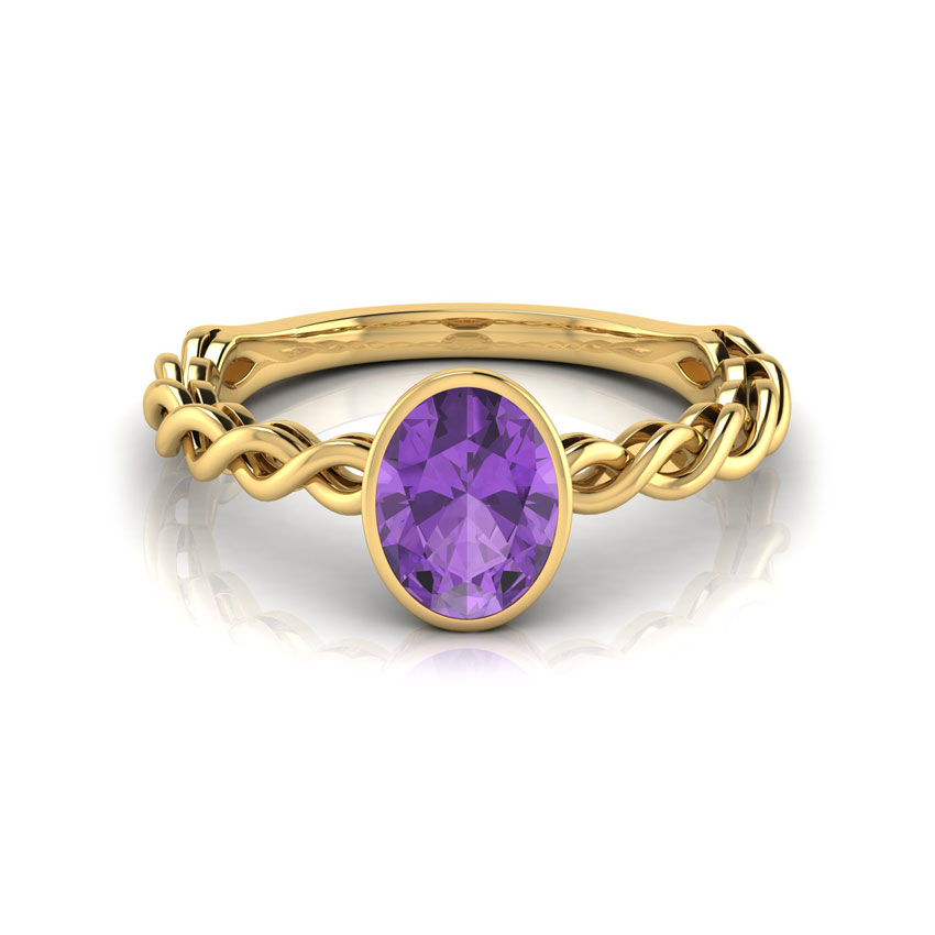 Wave Amethyst Birthstone Ring