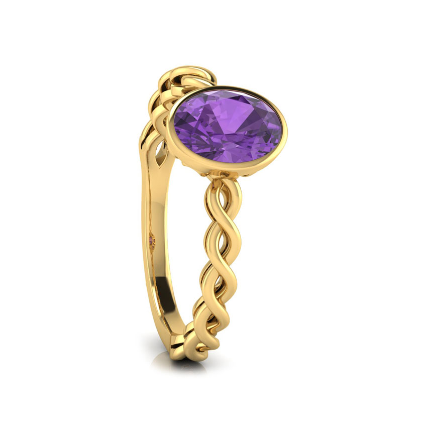 Wave Amethyst Birthstone Ring