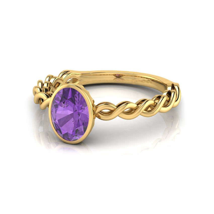 Wave Amethyst Birthstone Ring