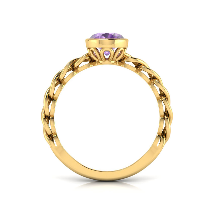 Wave Amethyst Birthstone Ring