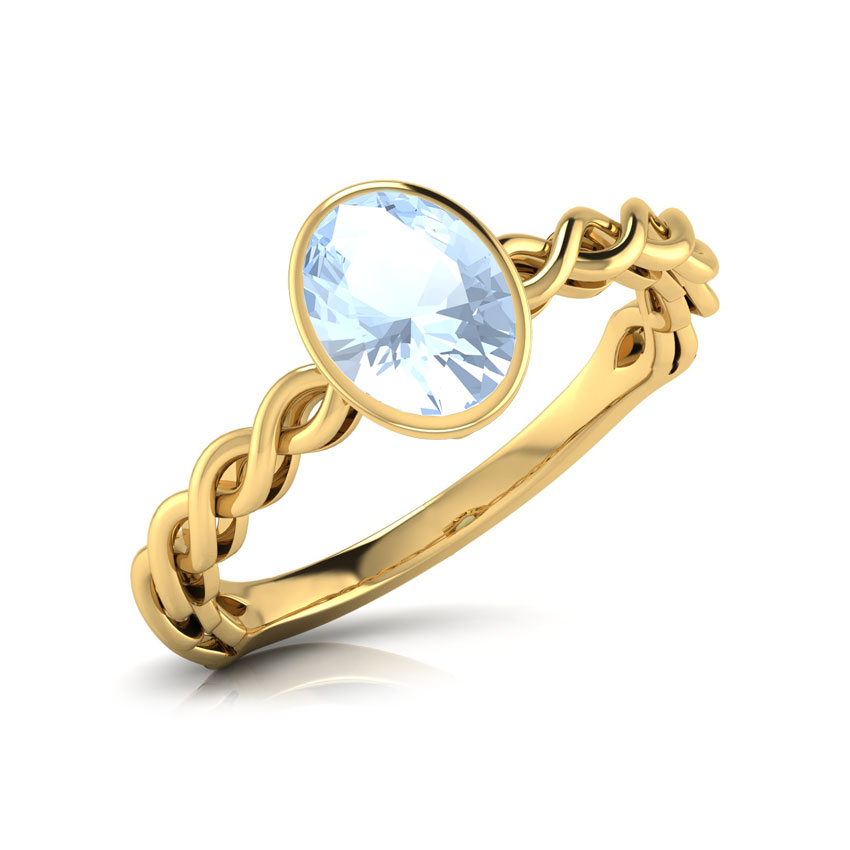 Wave Aquamarine Birthstone Ring