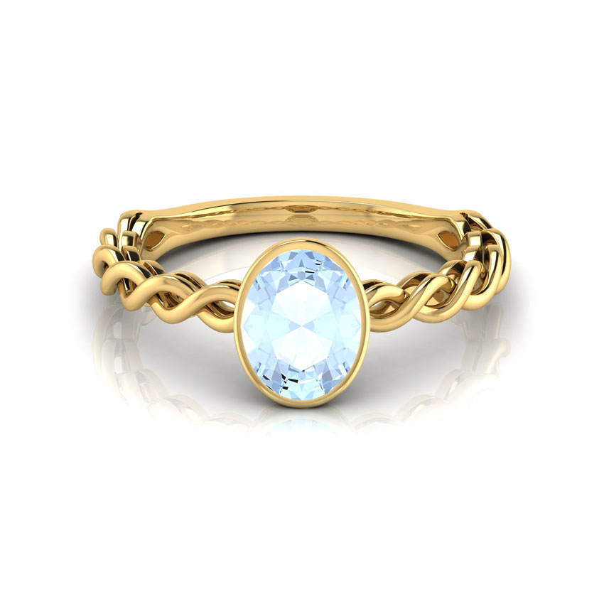 Wave Aquamarine Birthstone Ring
