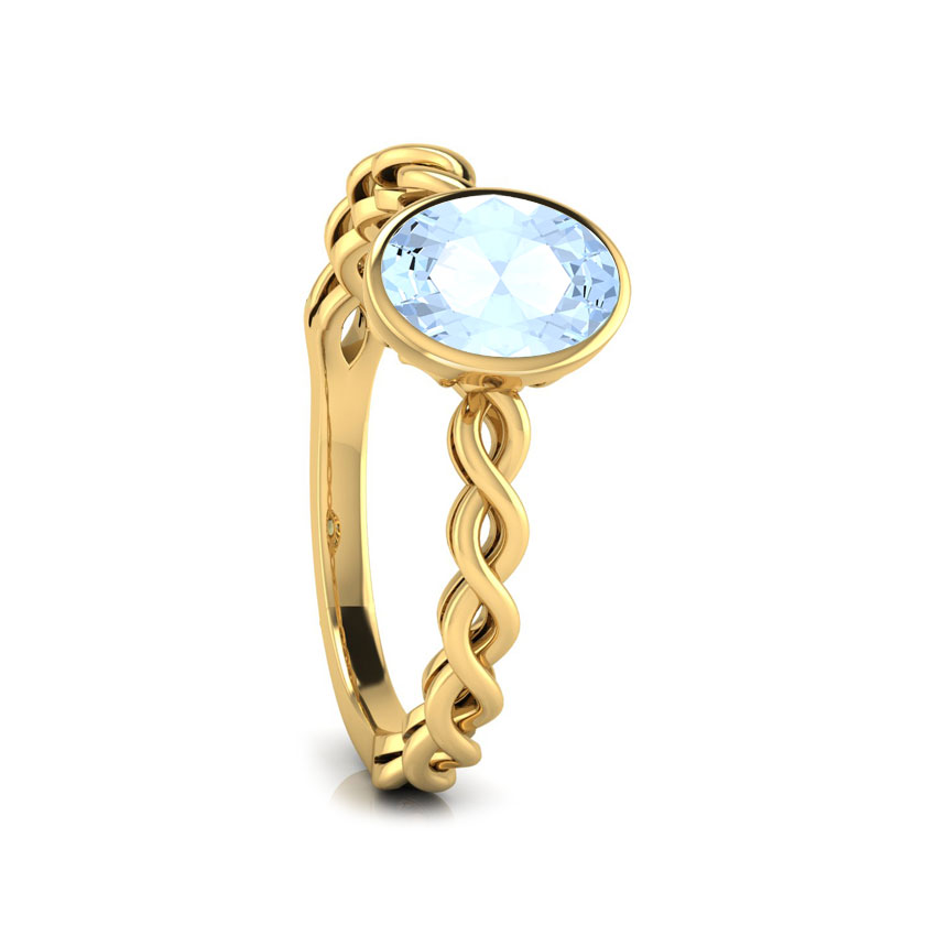 Wave Aquamarine Birthstone Ring