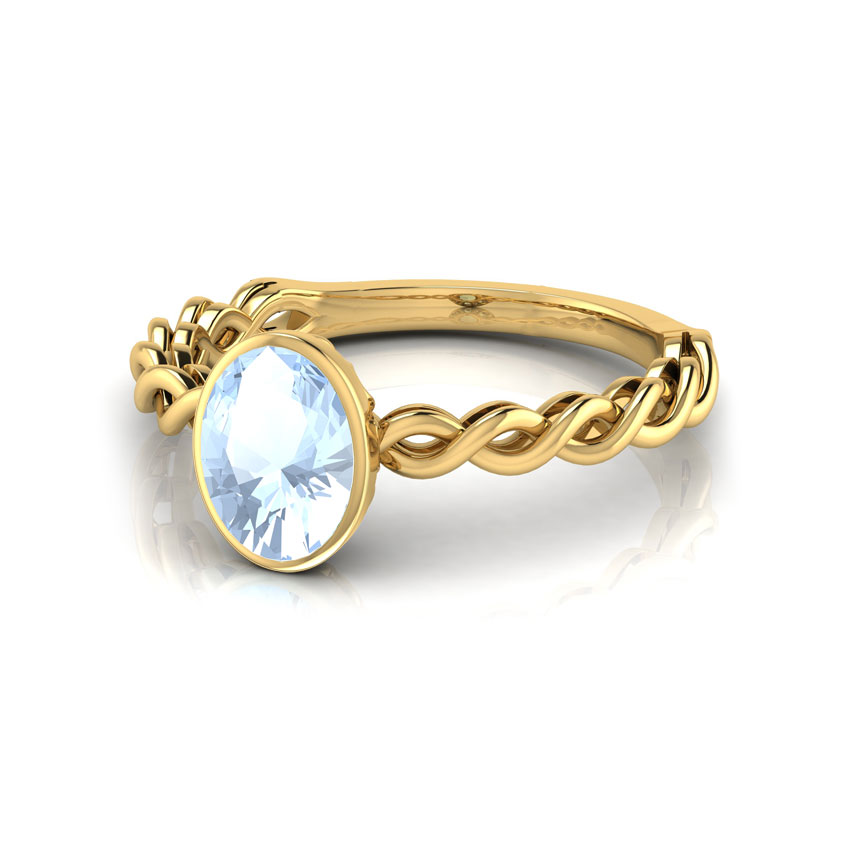 Wave Aquamarine Birthstone Ring