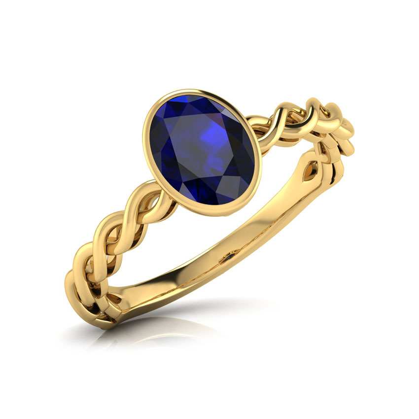 Wave Blue Sapphire Birthstone Ring